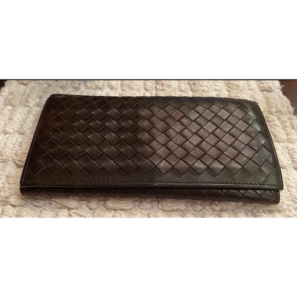 Bottega Veneta woven large bi-fold wallet brown - Picture 1 of 15